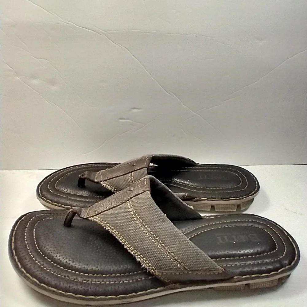 Born Cavill Leather Canvas Thong Flip Flop Sandals Men's sz 9.